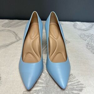 Antonio Melani light blue leather pointed toe stiletto heels